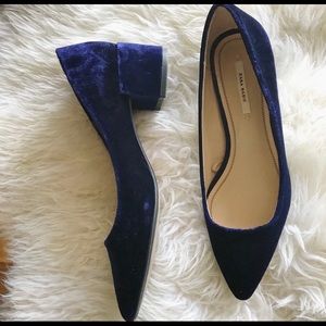 ZARA Blue Velvet Shoes